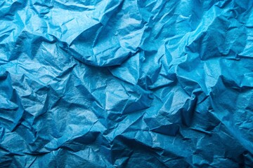 Obraz premium Blue Wrinkled Paper Texture Background - Creased Surface Detail