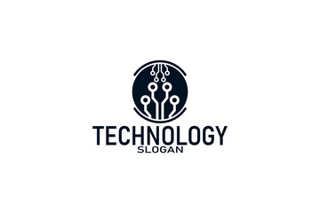 Fototapeta premium Professional Technology Vector Logo for Branding and Innovation, Minimalist Technology Circuit Logo Design for Digital Innovation, Abstract Tech Branding Logo with Circuit Board Elements.