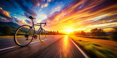 Fototapeta premium Bokeh Bicycle Ride: Sport, Health, Travel & Adventure Poster