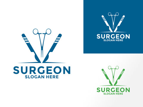Surgeon logo vector design, Medical surgical logo, Surgery department logo template