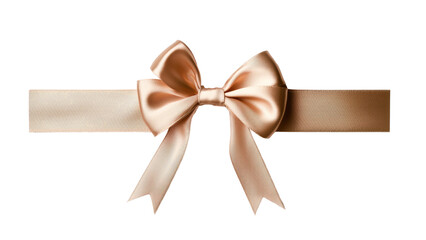 Fototapeta premium Elegant satin ribbon bow in soft peach color, perfect for gifts. Isolated on white/transparent background.