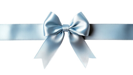 Elegant blue satin ribbon with bow, perfect for gifts and decorations. Isolated on white/transparent background.