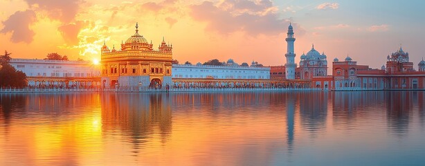 Fototapeta premium Majestic Entrance of the Golden Temple at Sunset