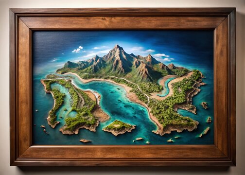 Bora Bora Island Map:  Luxury South Pacific Getaway Travel Poster