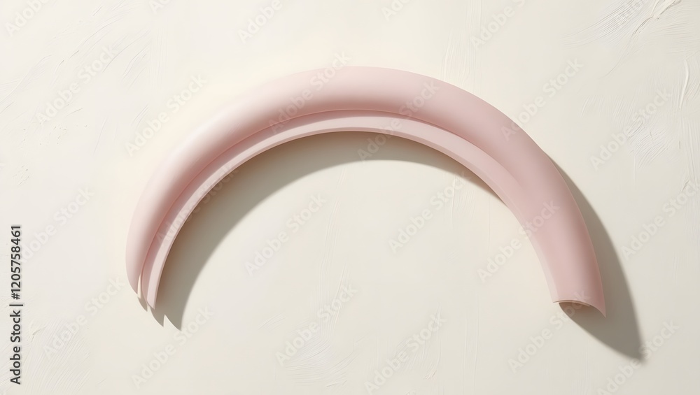 Poster pink curved foam arch object on light texture background