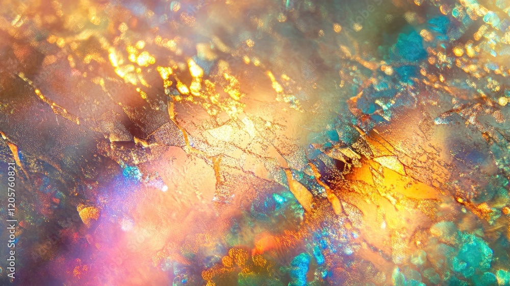 Aufkleber abstract holographic texture with shifting rainbow colors, creating a futuristic and shiny effect.