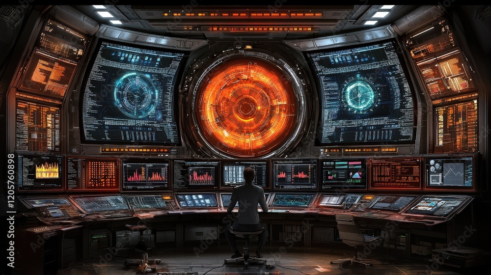 Poster futuristic control room: monitoring complex energy streams and data in a high-tech environment
