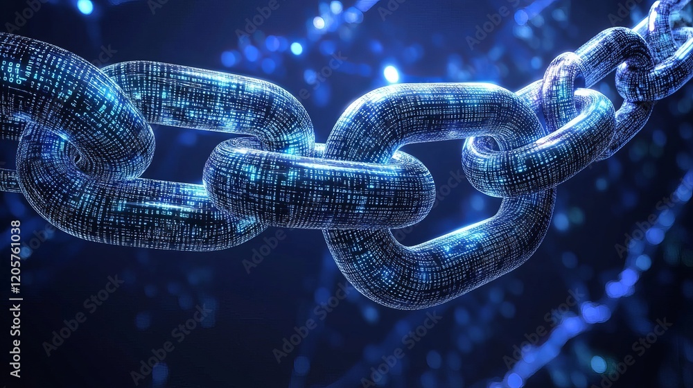 Poster abstract futuristic data chain network