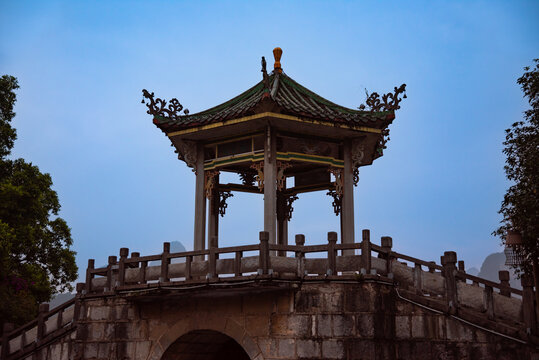 Pagoda at Yangshuo town, Chhina. Traditional chinese architecture - Powered by Adobe