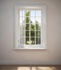 White window frame in a traditional house setting, lifestyle, nostalgia, indoor