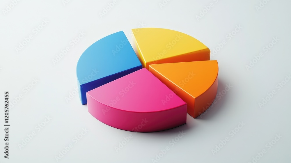 Aufkleber an abstract representation of a profitable pie chart with vibrant sections, placed on a minimalist w