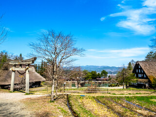 Gassho-zukuri settlement, building in Gifu style, old classic house style in Gifu area of Japan, for durable and protection from cold in winter 