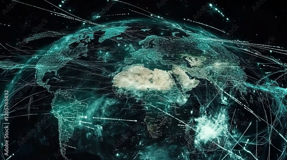 Aufkleber abstract futuristic global network data visualization