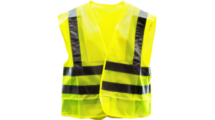 Safety vest yellow on transparent background