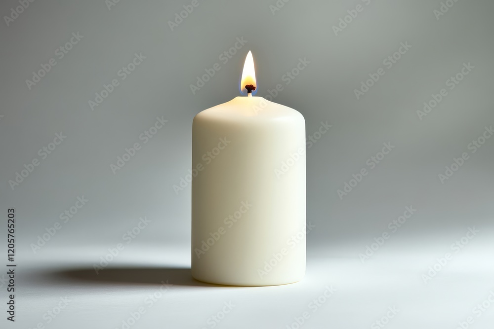 Poster a simple white candle burns softly against a muted background, creating a serene and calming atmosph