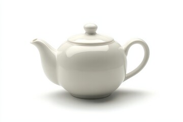 A classic white teapot with a simple design, perfect for serving tea in an elegant manner.