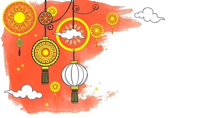 Chinese new year background wallpaper poster. organic asian oriental pattern traditional copy space