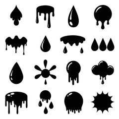 Set of Dripping Liquid Icons in Flat Style