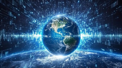 Obraz premium Global Data Network: Abstract Futuristic Tech Background