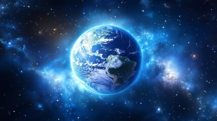 Futuristic Earth: Abstract Data Network Background