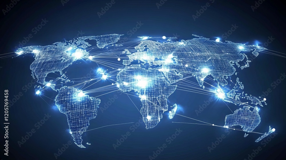 Poster global network connection, abstract futuristic tech background