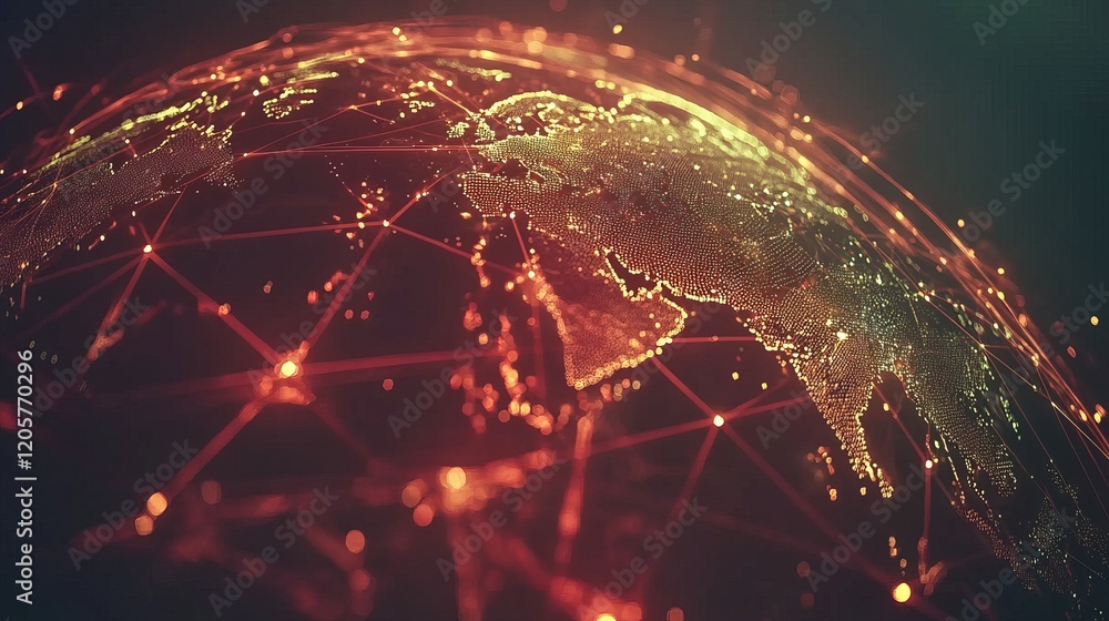Poster global network connection, abstract futuristic tech background