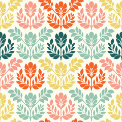 Beautiful Colorful Botanical Leaf Seamless Design