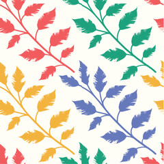 Nature Feather Leaf  Colorful Seamless pattern