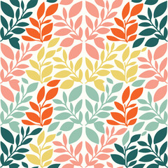 Nature's Harmony Colorful Floral Leaf Repeat