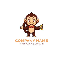 Cute monkey logo, vector logo design 