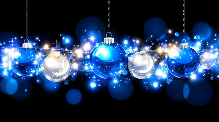 Abstract blue bokeh light background with soft blurred circles and bright sparkling effects