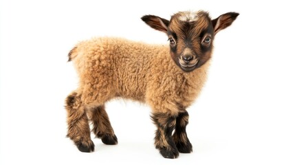 Obraz premium a baby goat with a cute expression standing alone on a white background