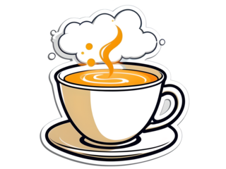 Anime Cup of Tea with Steam Rising: Lora Easy Sticker Vector Design