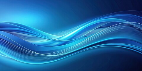 Fototapeta premium Gradient blue background with wavy and curved lines creating a sense of movement, blue abstract