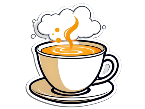 Anime Cup of Tea with Steam Rising: Lora Easy Sticker Vector Design