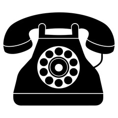  Bakelite telephone silhouette vector icon illustration, telephone on white background.