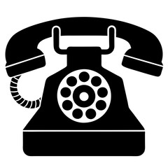  Bakelite telephone silhouette vector icon illustration, telephone on white background.