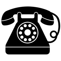  Bakelite telephone silhouette vector icon illustration, telephone on white background.