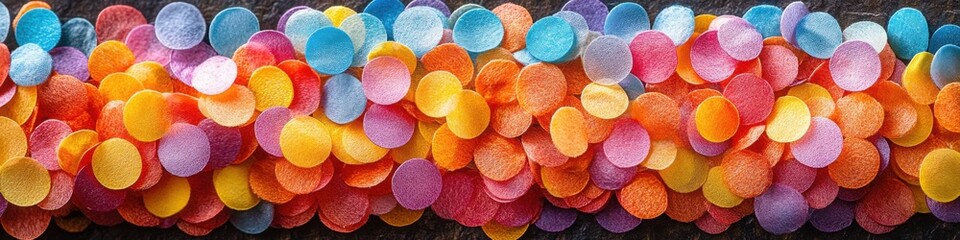 Colorful confetti circles in a vibrant abstract composition


