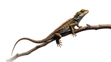 Lizard on branch vector art. Nature vector graphics with lizards. Wildlife illustration on white background. Downloadable lizard designs for projects.