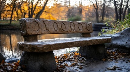 A bench with the number 100,000 written on it