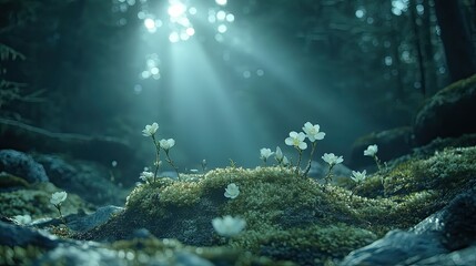 Obraz premium Sunlight Peeking Through Forest Trees