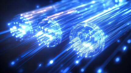 Obraz premium Abstract Futuristic Tech Background with Fiber Optic Cables