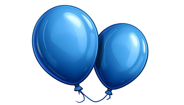 two blue balloon 3d render icon on isolated transparent background