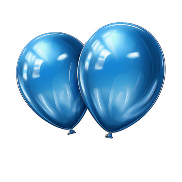 two blue balloon 3d render icon on transparent background