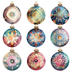 Colorful Christmas Ornaments with Bold Artistic Patterns