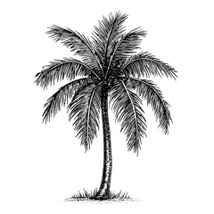 Tall palm tree with intricate fronds standing gracefully in a tropical setting during daylight hours. Generative AI