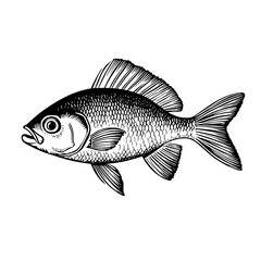 Fototapeta premium Detailed illustration of a fish swimming gracefully in water with intricate patterns visible on its scales and fins. Generative AI