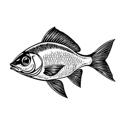 Fototapeta premium Detailed illustration of a goldfish swimming gracefully in a calm setting, showcasing its elegant fins and intricate scales. Generative AI