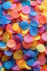 Colorful paper confetti in vibrant hues of pink, blue, orange, and yellow

